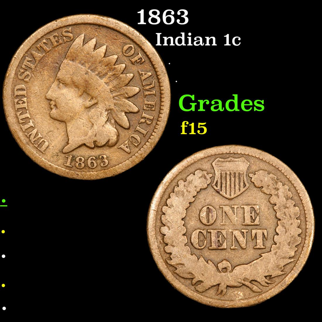 1863 Indian 1c Grades f+ (1 of 3)