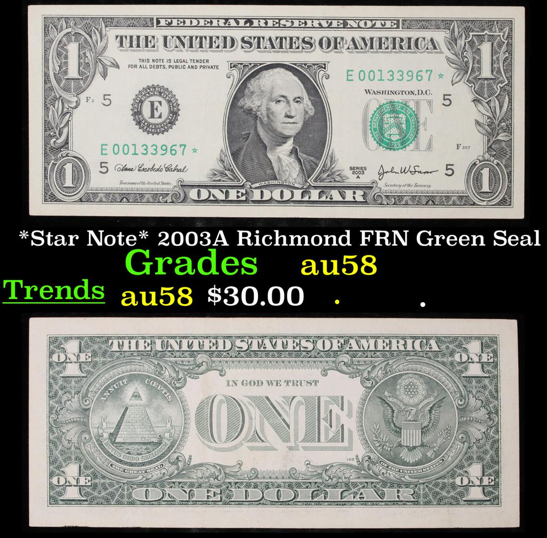 *Star Note* 2003A Richmond FRN Green Seal Grades Choice (1 of 3)