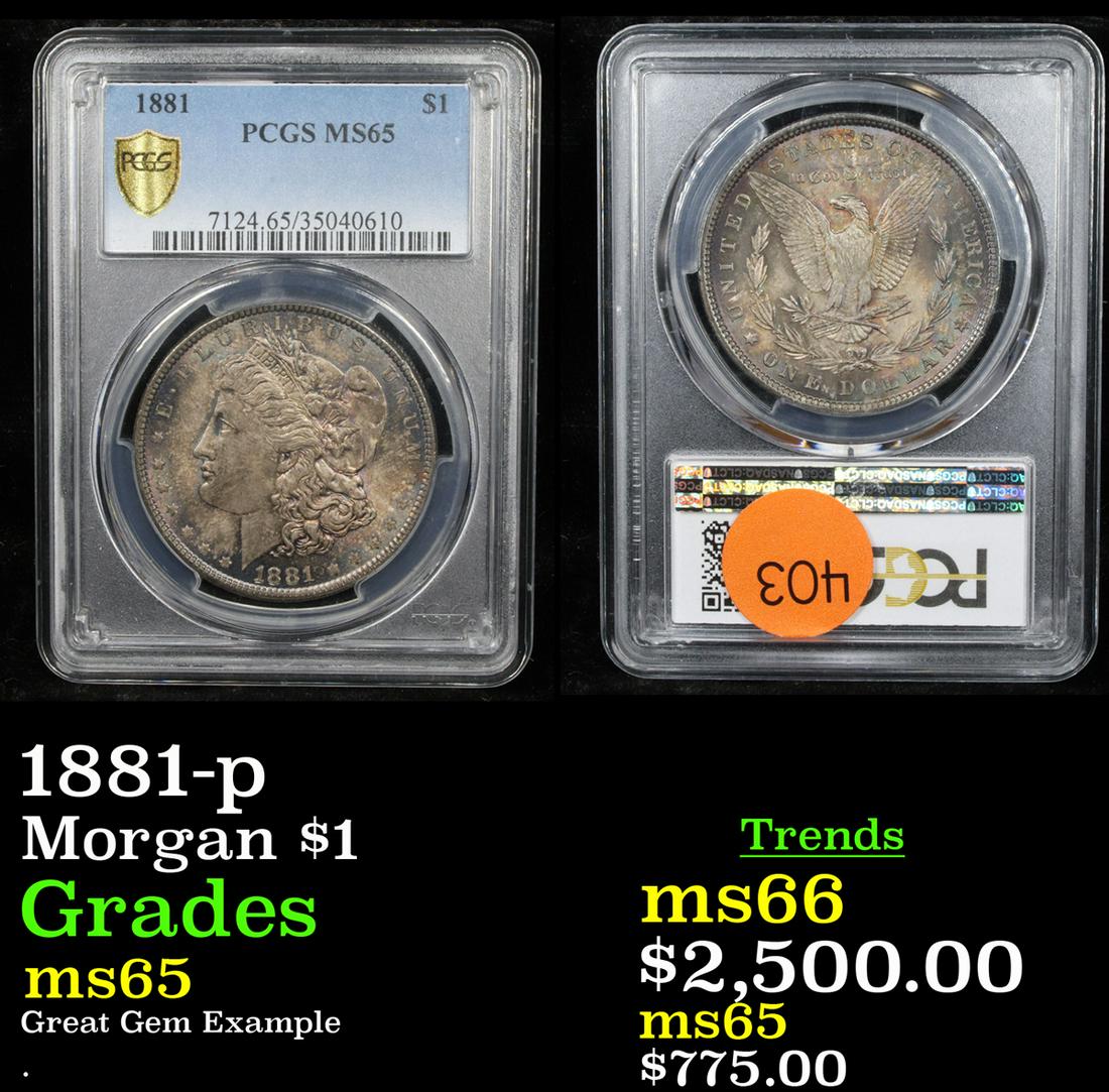 *Highlight* 1881-p Morgan $1 Graded ms65 (1 of 3)