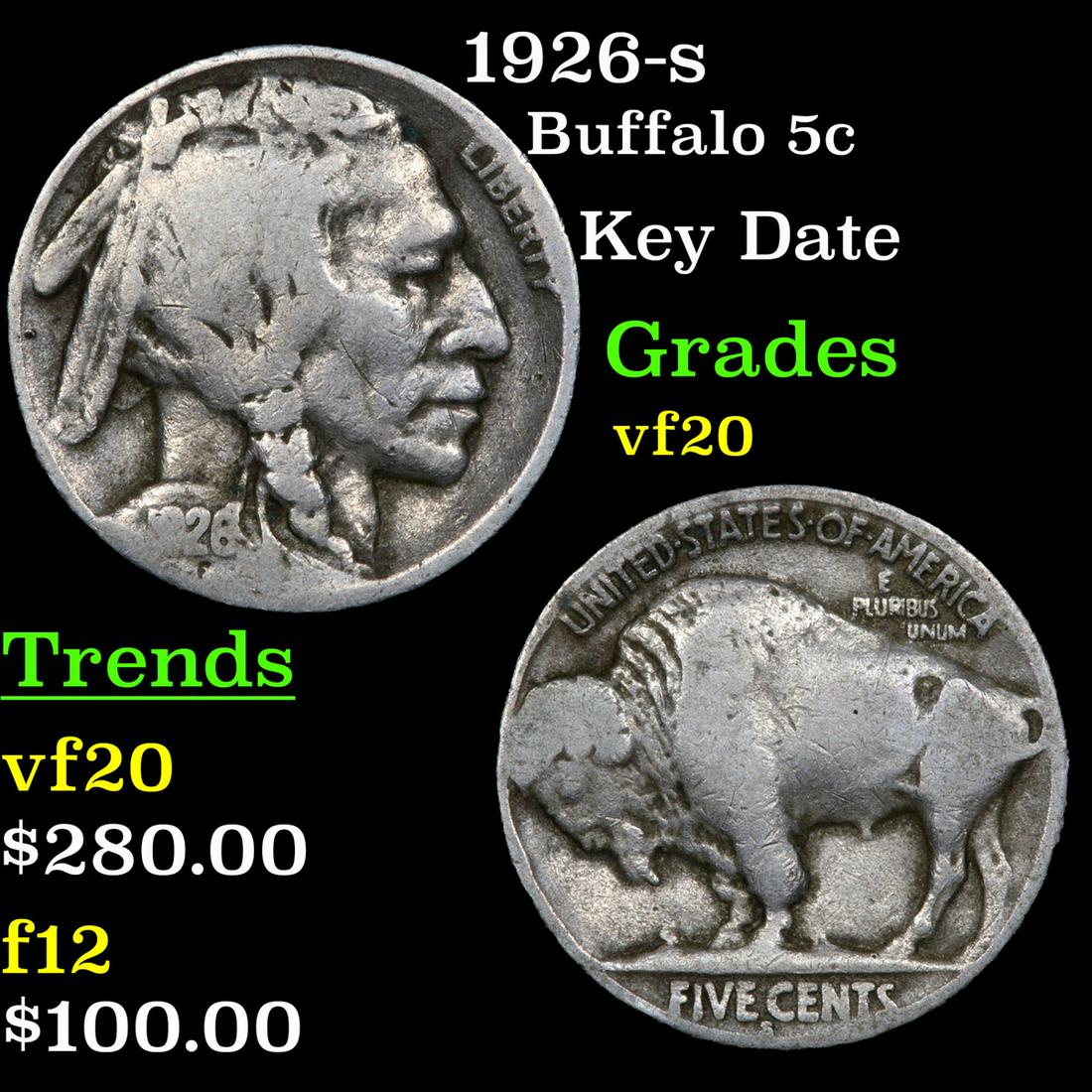 1926-s Buffalo Nickel 5c Grades vf, very fine (1 of 3)