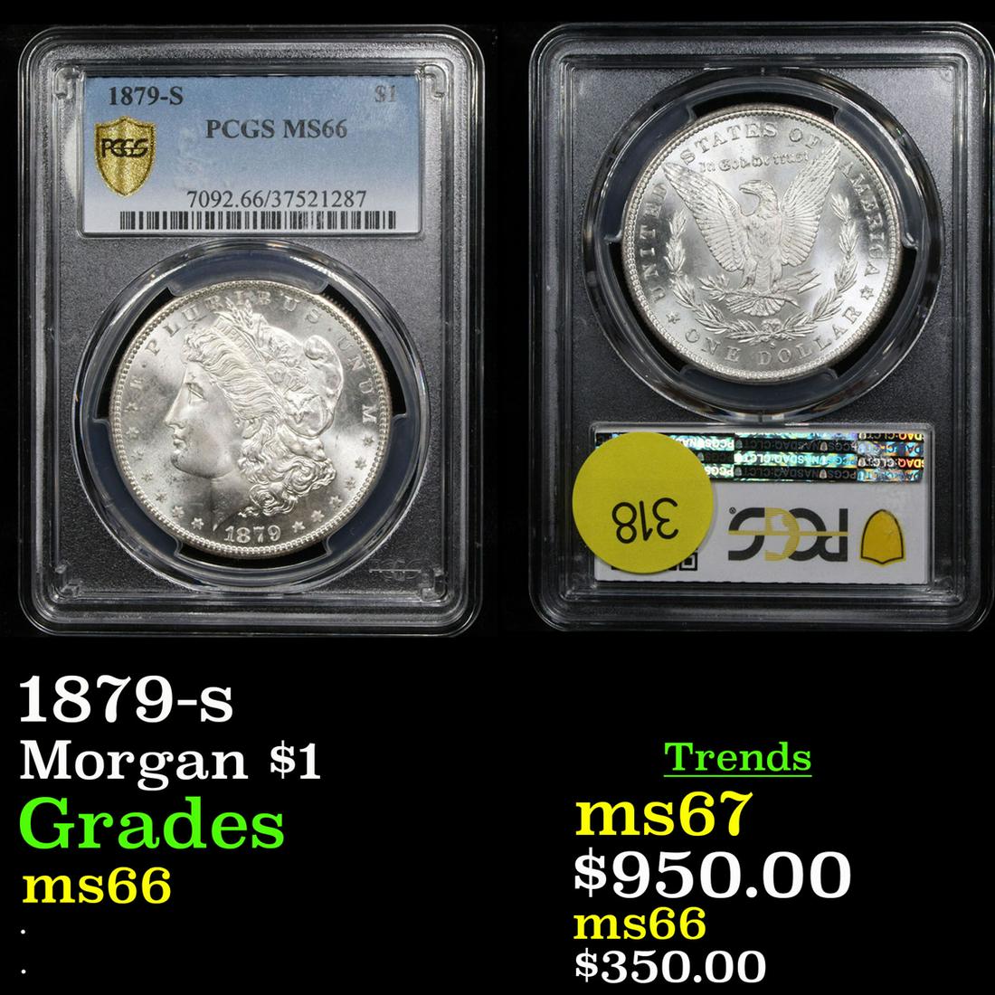 PCGS 1879-s Morgan Dollar $1 Graded ms66 By PCGS (1 of 3)