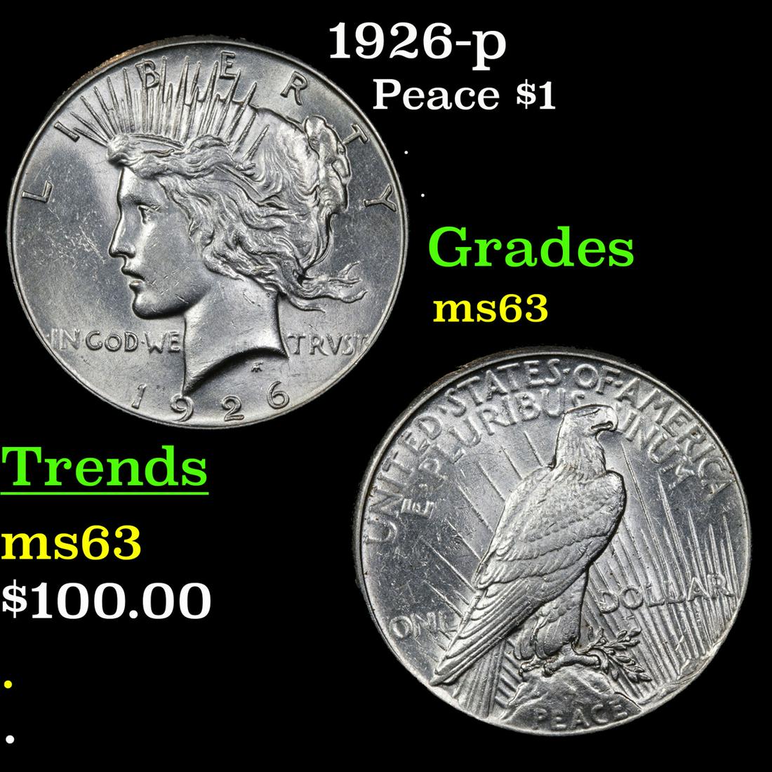 1926-p Peace Dollar $1 Grades Select Unc (1 of 3)