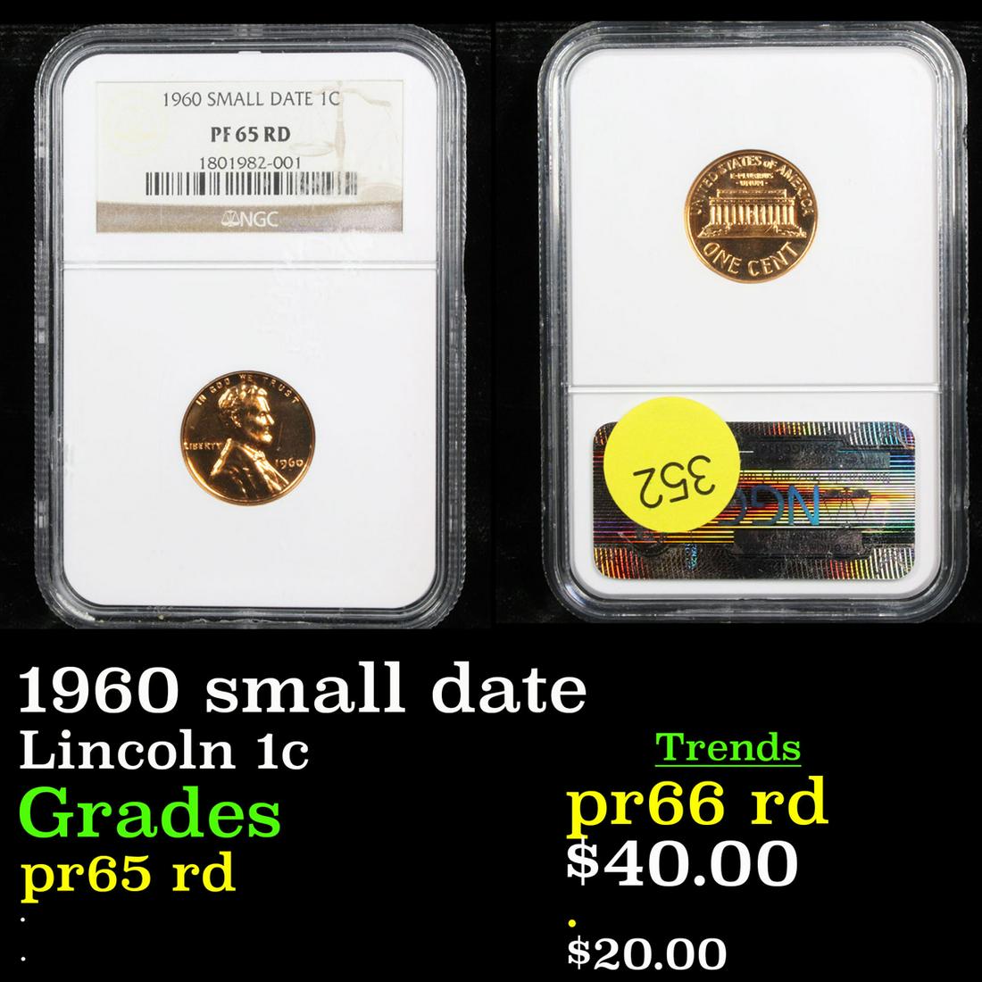 Proof NGC 1960 small date Lincoln Cent 1c Graded pr65 (1 of 3)