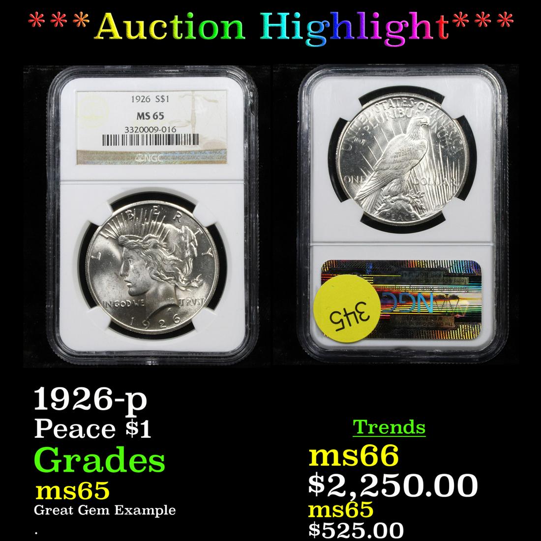 ***Auction Highlight*** NGC 1926-p Peace Dollar $1 (1 of 3)