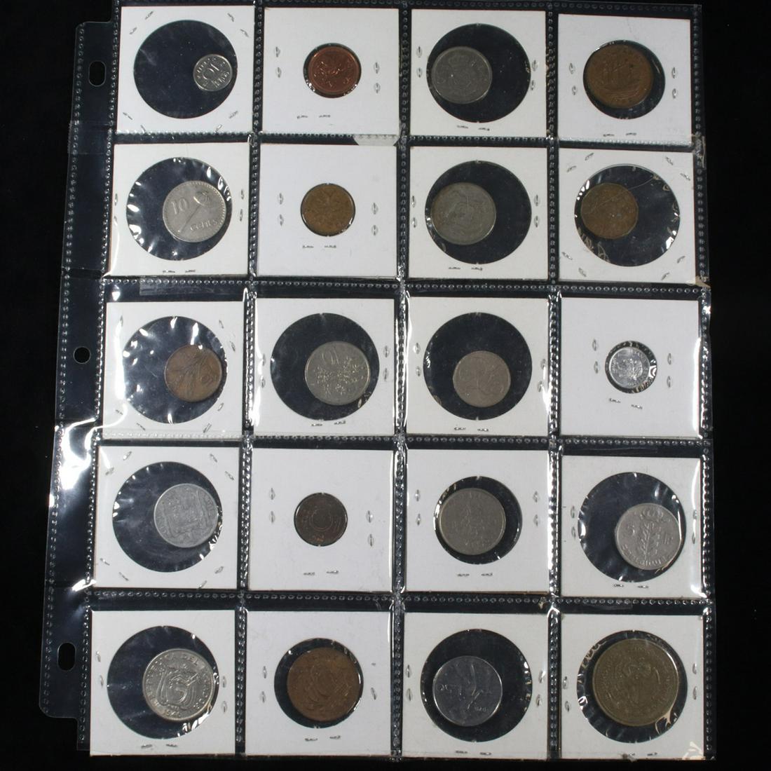 Page of 20 Mixed Foreign coins (1 of 2)