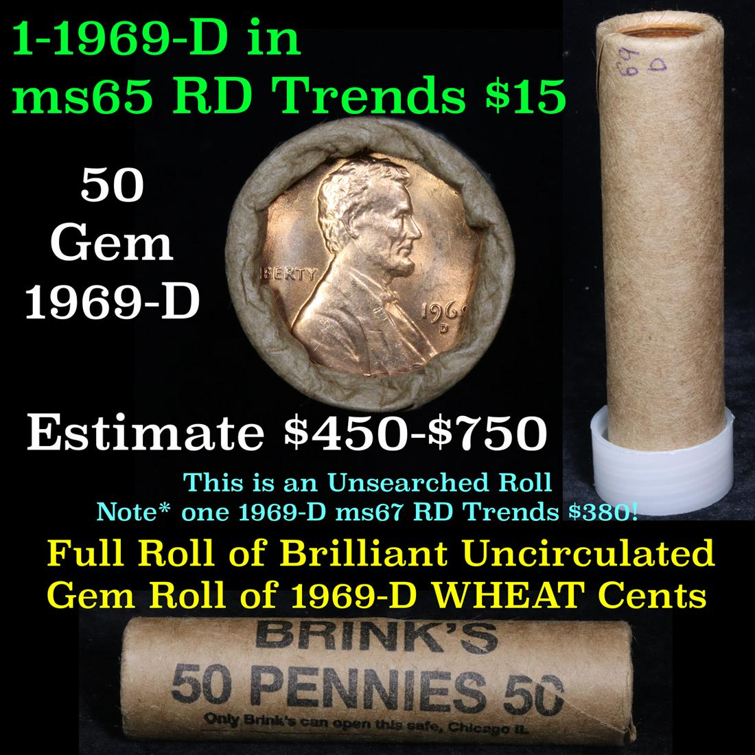 Uncirculated 1c orig shotgun roll, 1969-d  In Old (1 of 5)