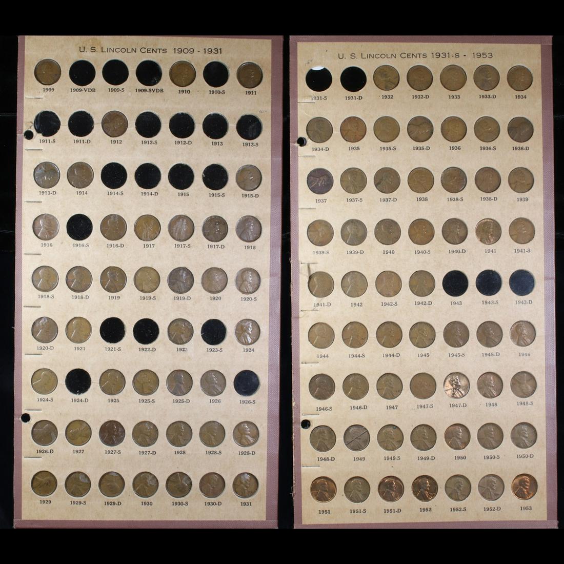 2 Partial Lincoln Cent Pages 1909-1953 101 Coins (1 of 5)
