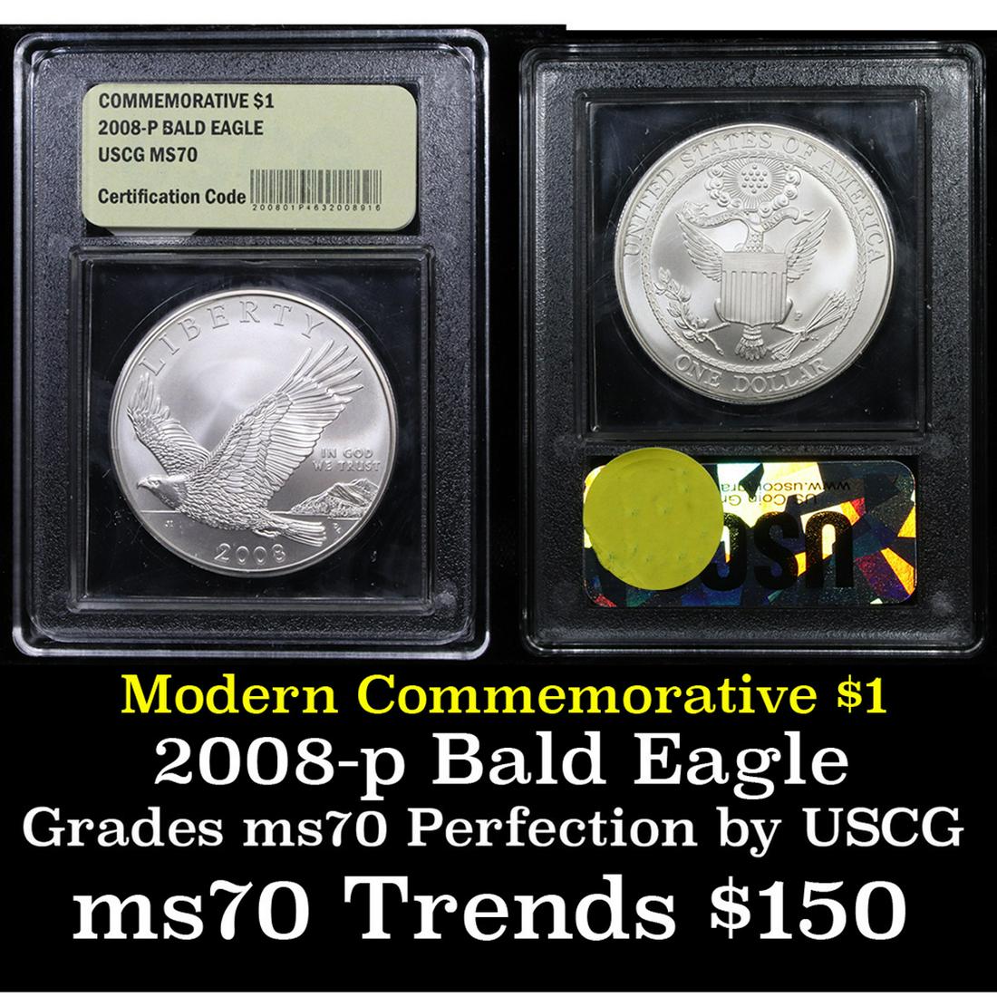 2008-P Bald Eagle Modern Commem Dollar $1 Graded ms70 (1 of 3)