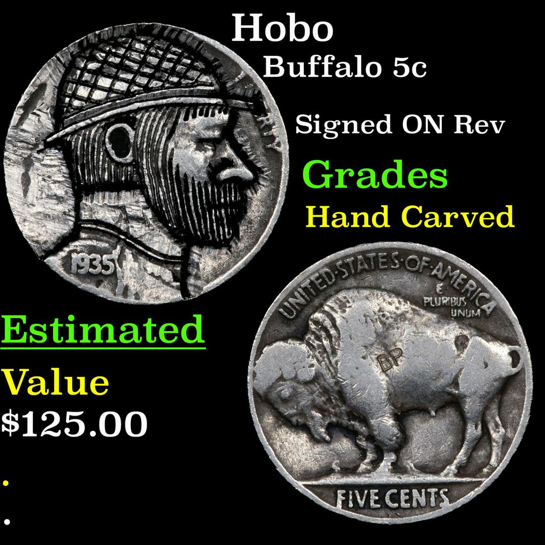 Hobo Buffalo Nickel 5c Grades Hand Carved (1 of 3)