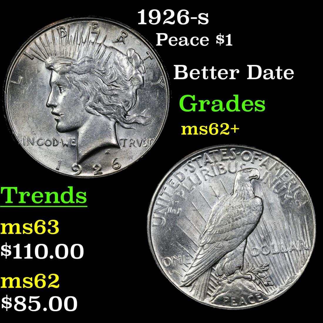 1926-s Peace Dollar $1 Grades Select Unc (1 of 3)
