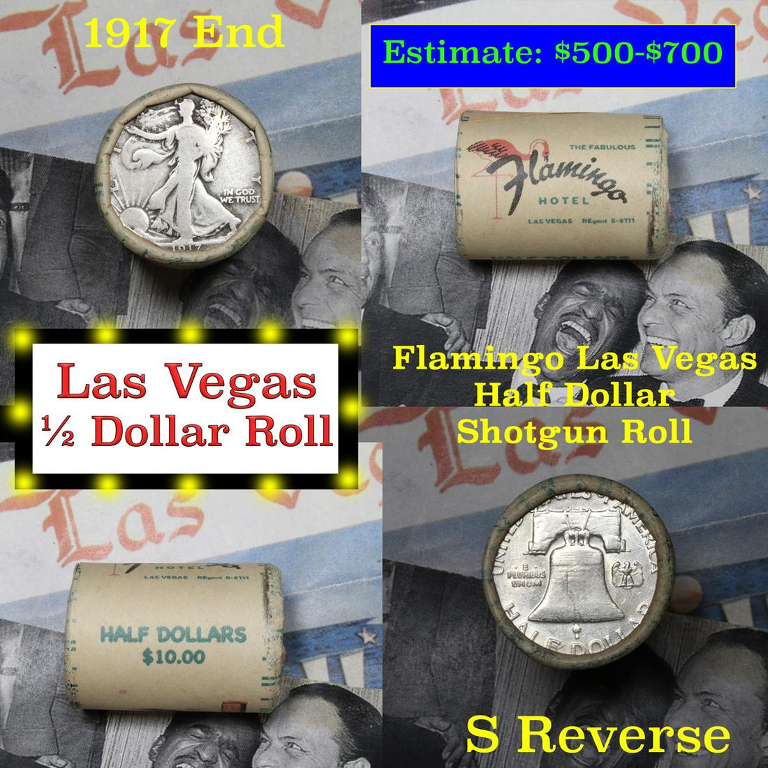 Old Casino 50c Roll $10 In Halves Flamingo Hotel Las: Old Casino 50c Roll $10 In Halves Flamingo Hotel Las Vegas 1917 Walker & 'd' mint Franklin Ends. Up for Auction is a Consignment I have been talking about for the last few months, and I have finally s