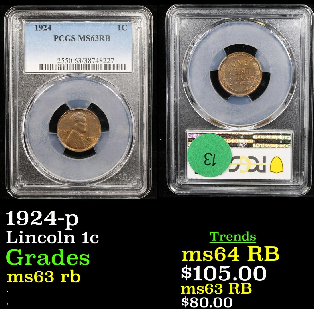 1924-p Lincoln 1c Graded ms63 rb (1 of 3)