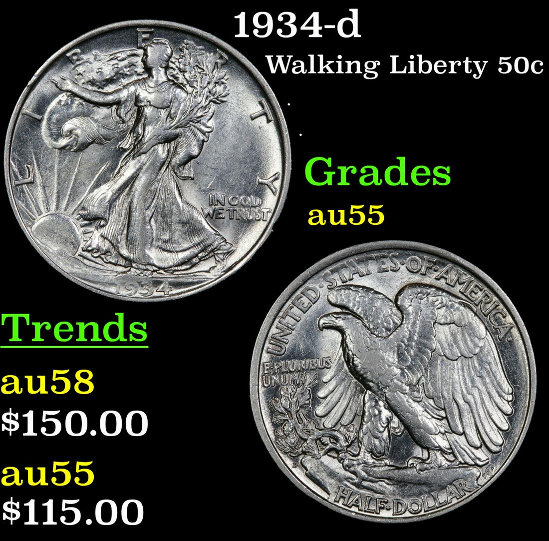 1934-d Walking Liberty 50c Grades Choice AU (1 of 3)