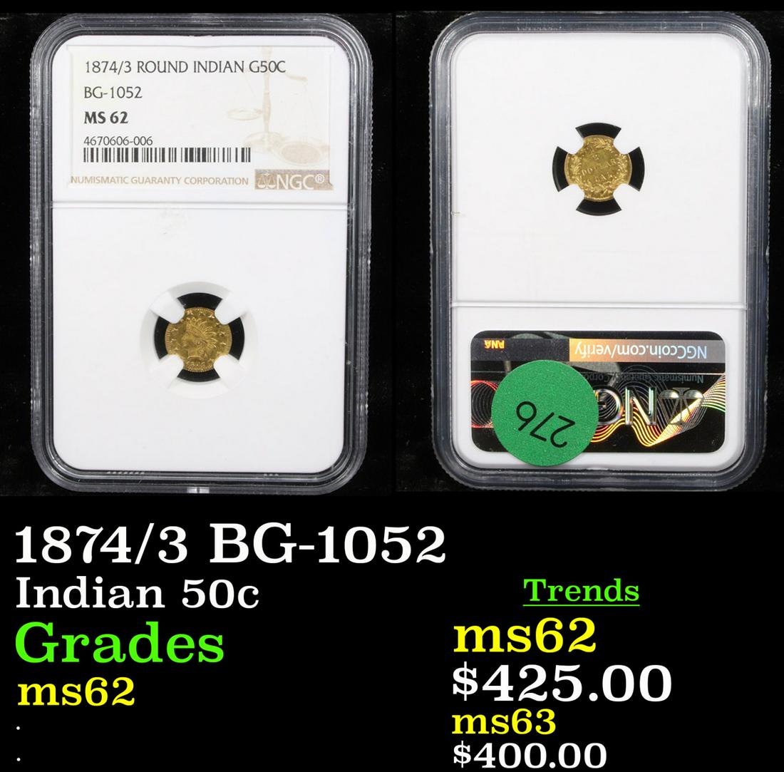 1874/3 BG-1052 Indian 50c Graded ms62 (1 of 3)
