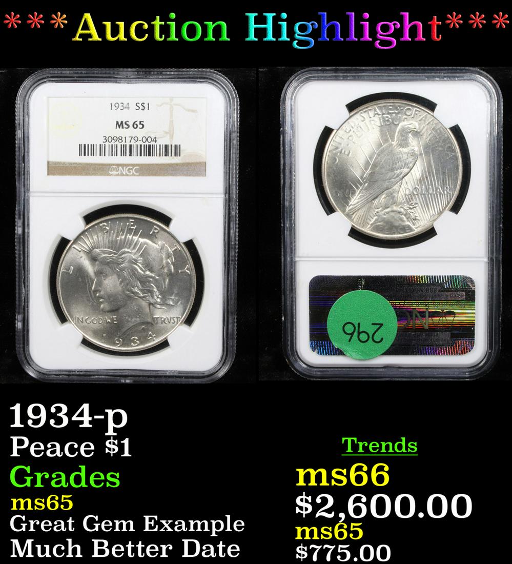 *Highlight* 1934-p Peace $1 Graded ms65 (1 of 3)