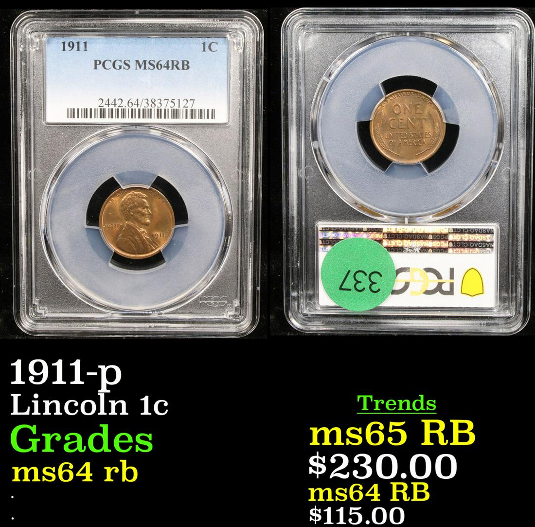 1911-p Lincoln 1c Graded ms64 rb (1 of 3)