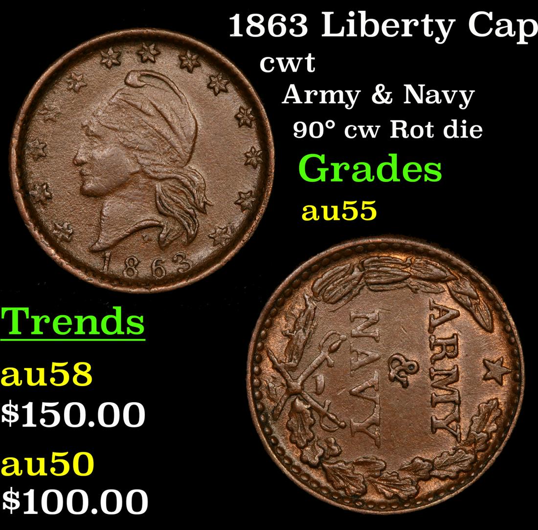 1863 Liberty Cap cwt Grades Choice AU (1 of 3)