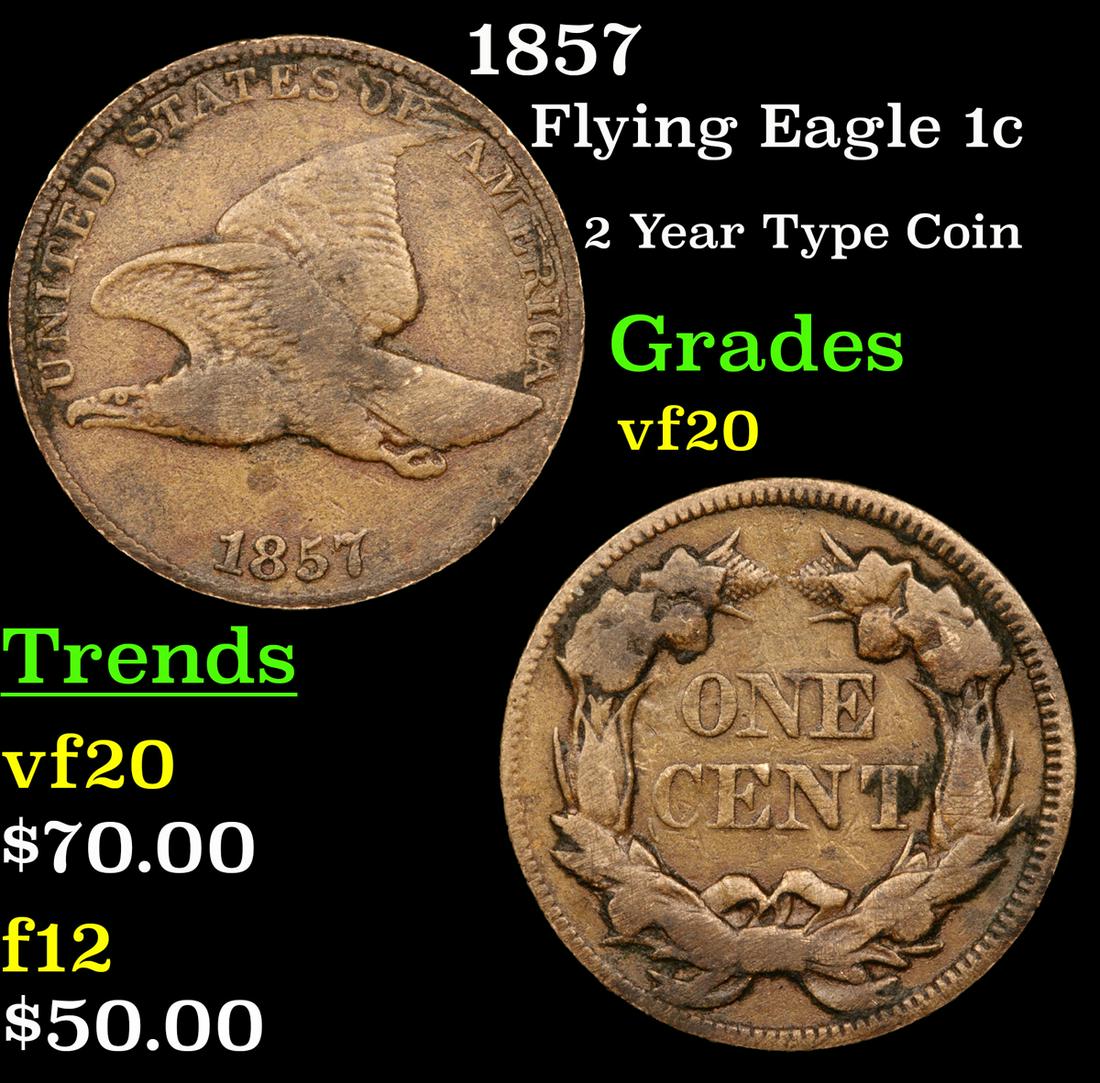 1857 Flying Eagle 1c Grades vf, very fine (1 of 3)