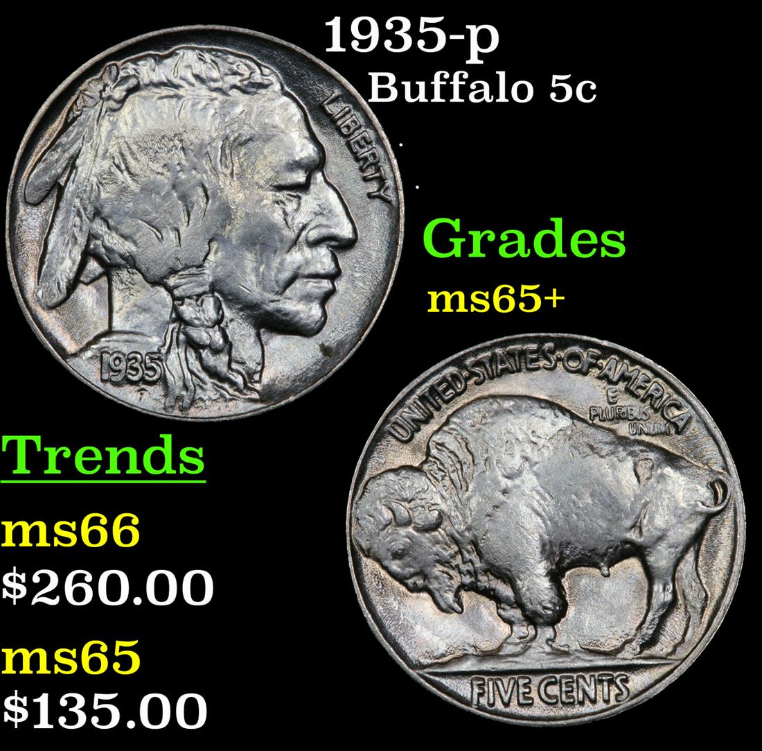 1935-p Buffalo 5c Grades GEM+ Unc (1 of 3)
