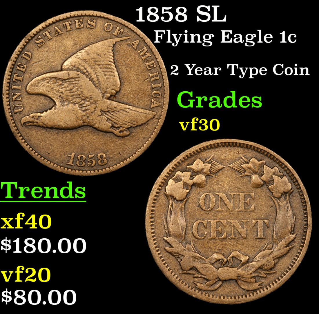 1858 SL Flying Eagle 1c Grades vf++ (1 of 3)