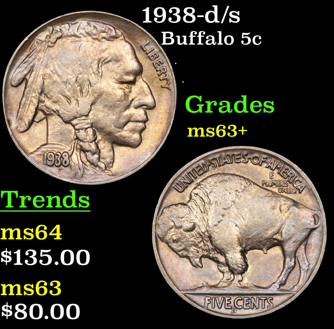 1938-d/s Buffalo 5c Grades Select+ Unc (1 of 3)