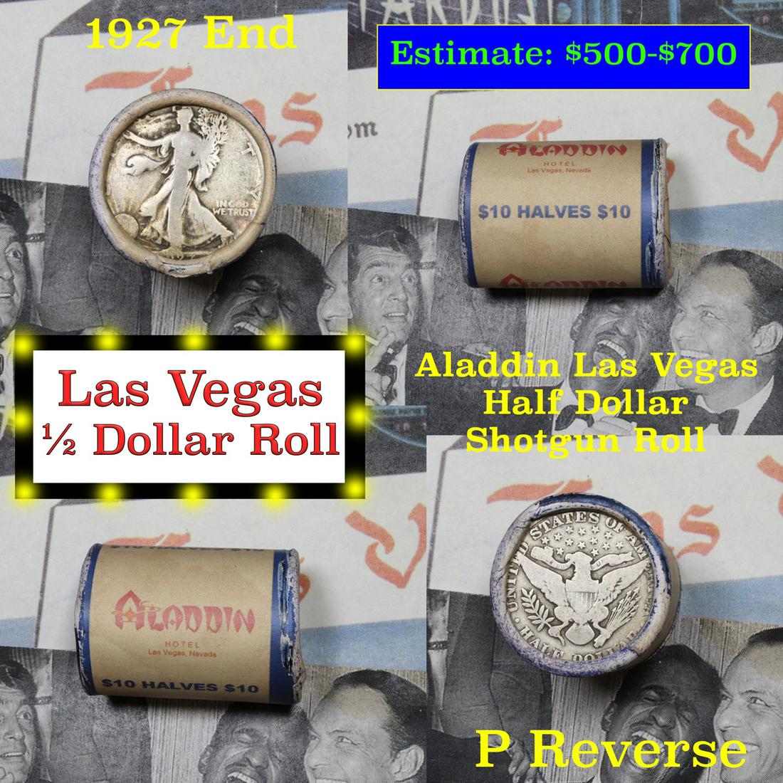 ***Auction Highlight*** Old Casino 50c Roll $10 In: ***Auction Highlight*** Old Casino 50c Roll $10 In Halves Aladdin Hotel Las Vegas 1927 Walker & 'p' mint Franklin Ends. Up for Auction is a Consignment I have been talking about for the last few month