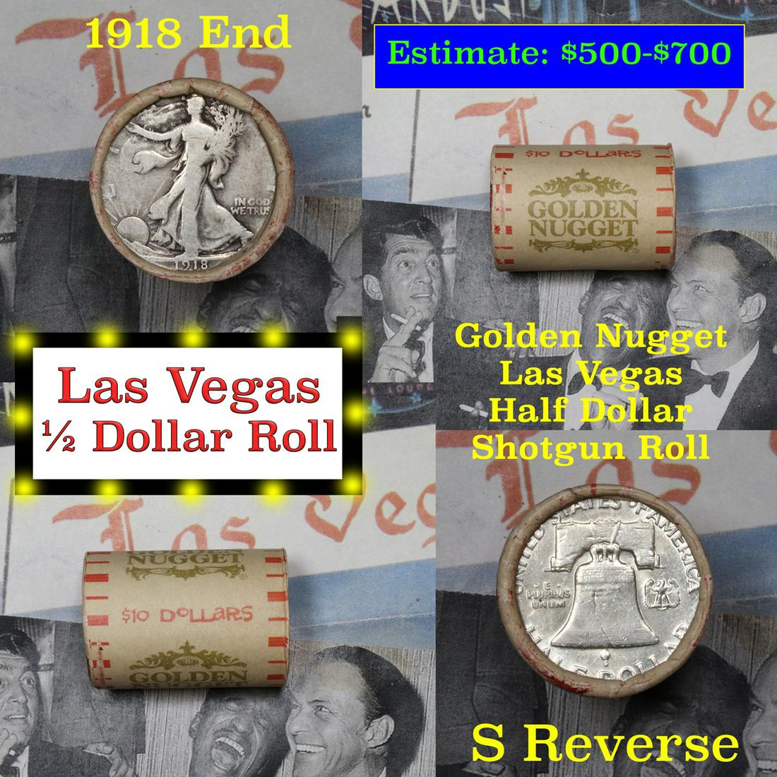 ***Auction Highlight*** Old Casino 50c Roll $10: ***Auction Highlight*** Old Casino 50c Roll $10 In Halves Golden Nugget Las Vegas 1918 Walker & 'p' mint Franklin ends. Up for Auction is a Consignment I have seen talking about for the last few month