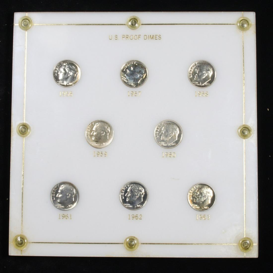 United States Proof Dimes Set 1956-1963 In Capital (1 of 2)