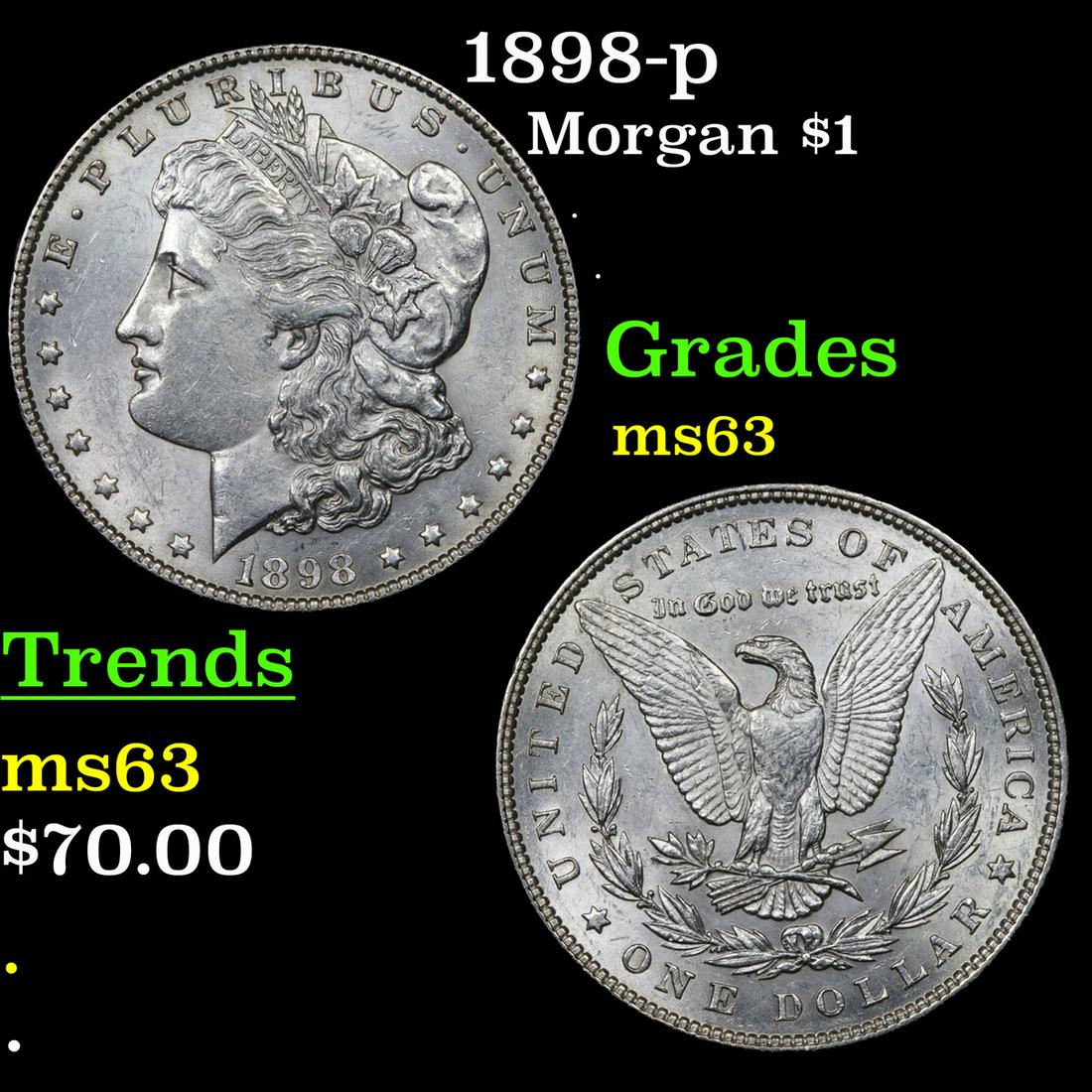 1898-p Morgan Dollar $1 Grades Select Unc (1 of 3)
