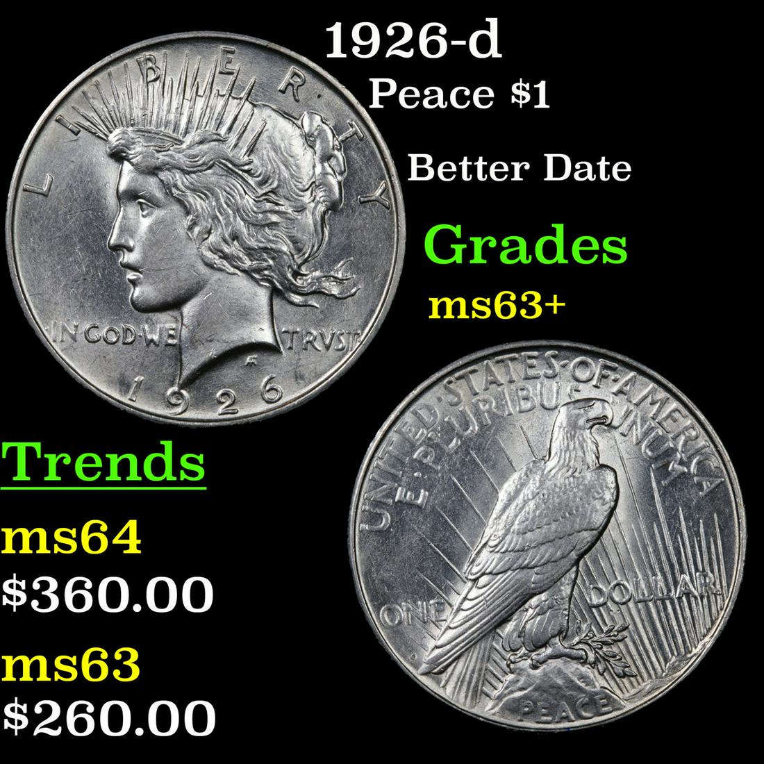 1926-d Peace Dollar $1 Grades Select+ Unc (1 of 3)