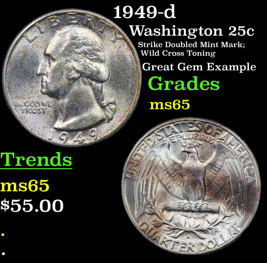 1949-d Washington Quarter 25c Grades GEM Unc (1 of 3)