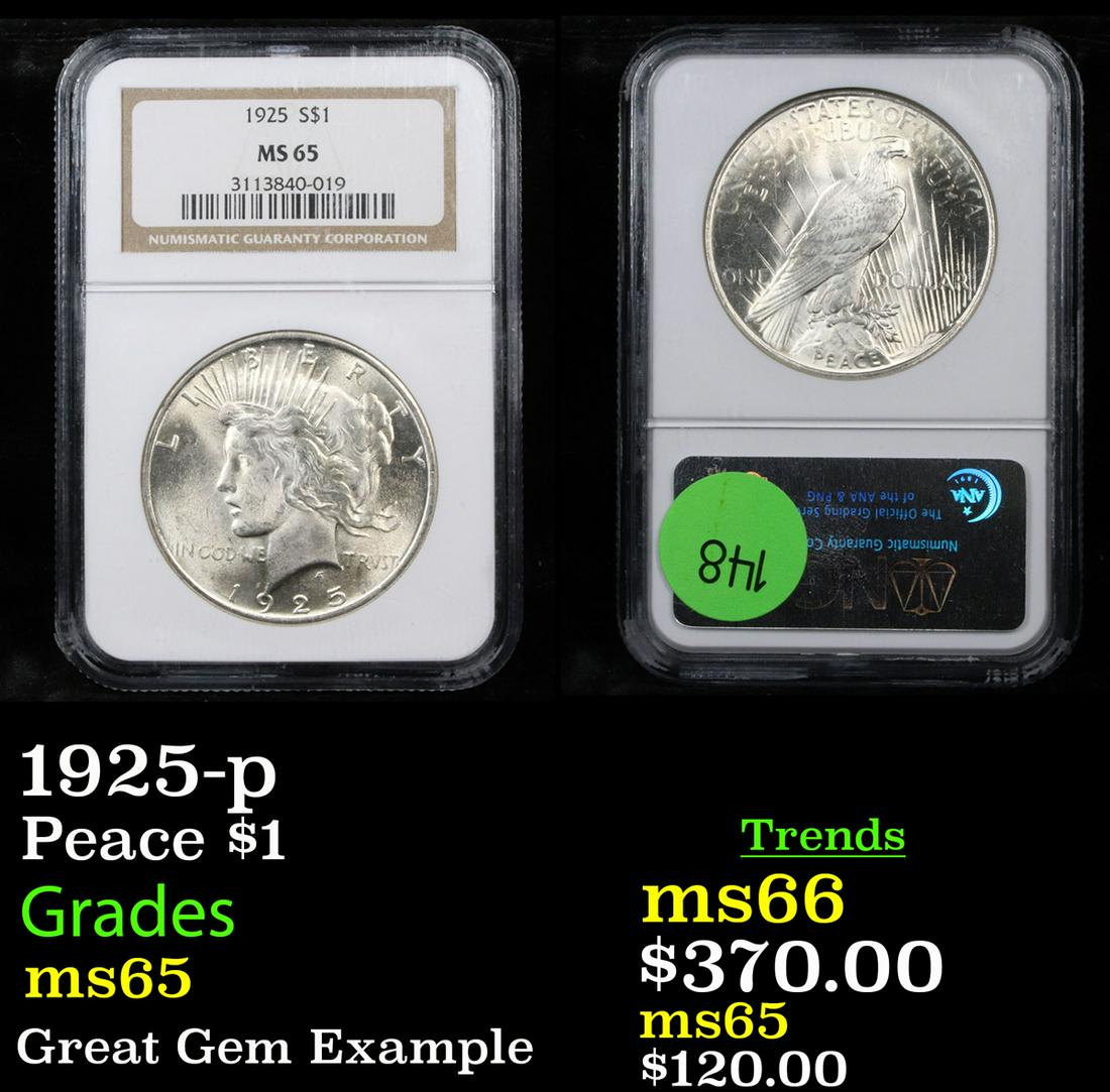 NGC 1925-p Peace Dollar $1 Graded ms65 By NGC (1 of 3)