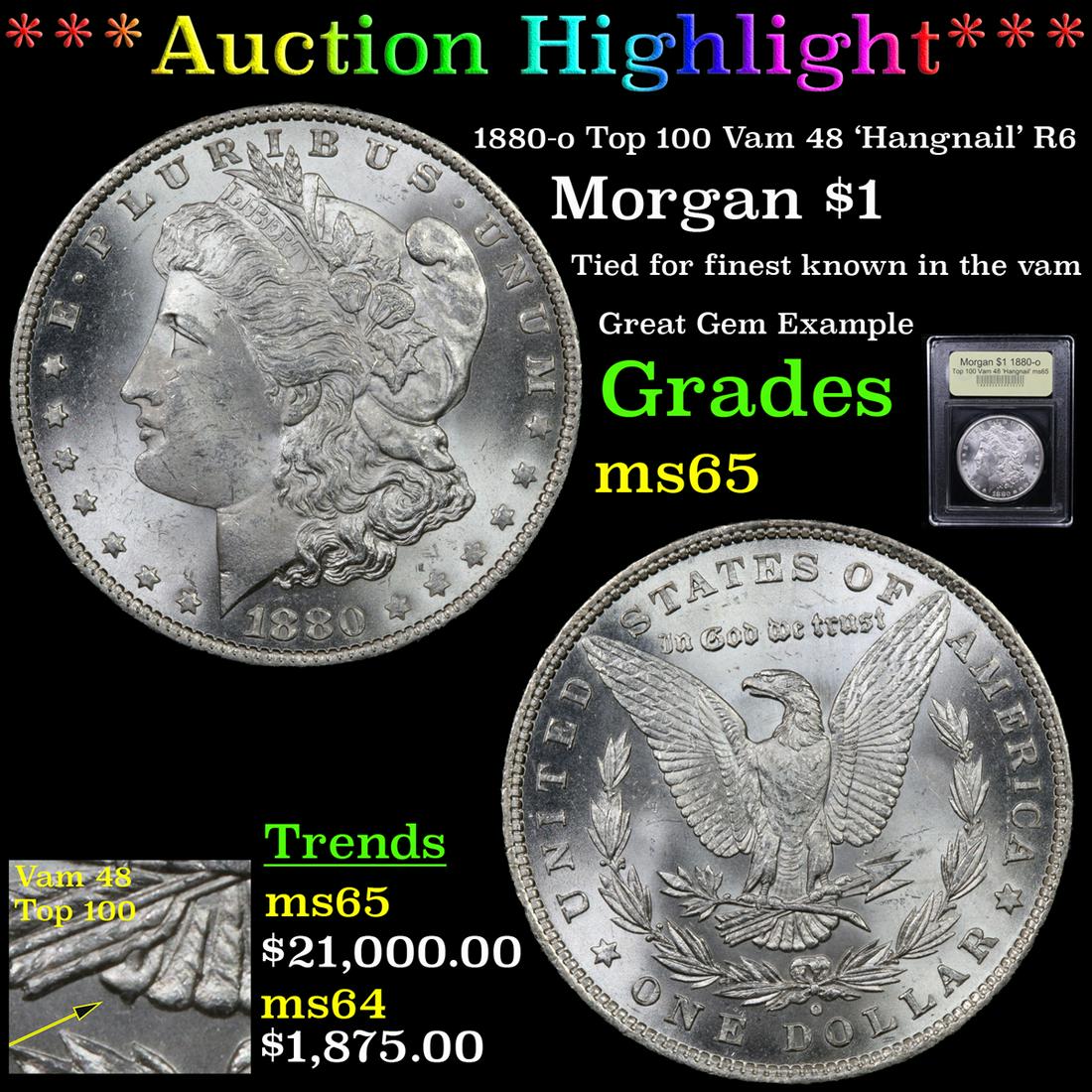 *Highligh Of Entire Auction** 1880-o Top 100 Vam 48 (1 of 9)