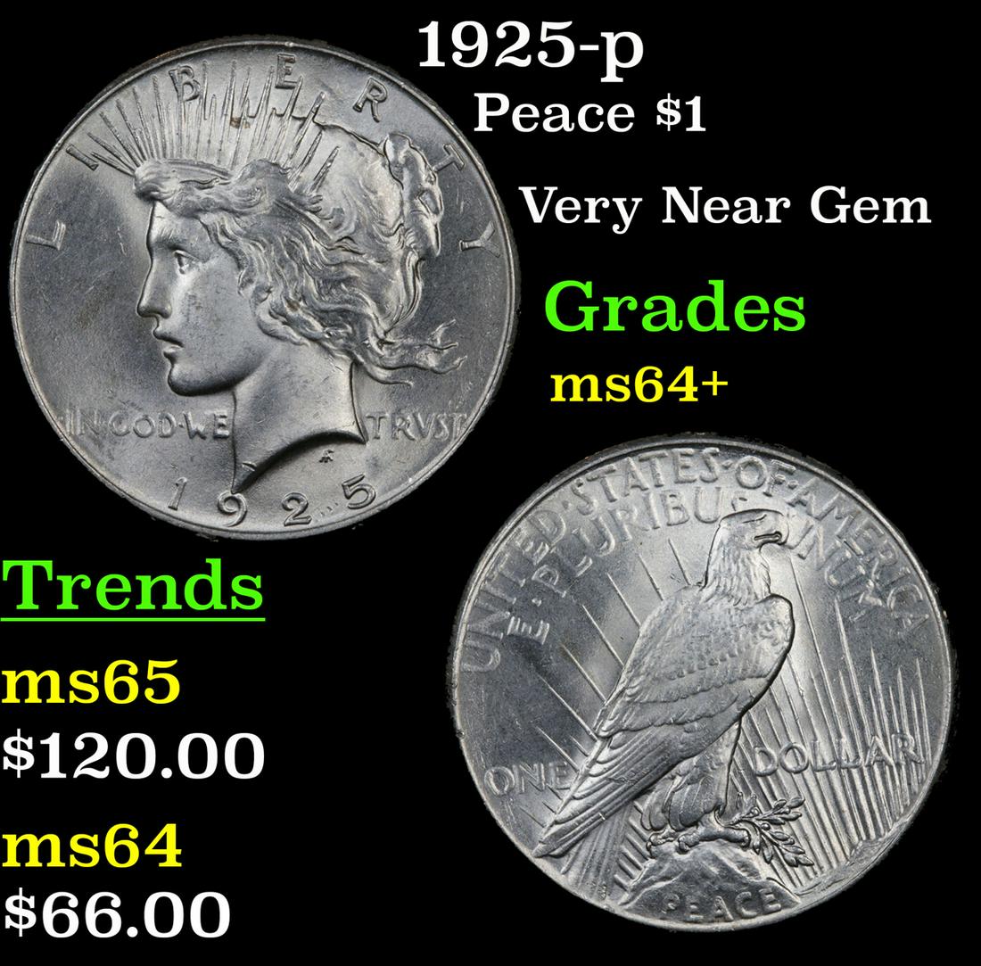 1925-p Peace Dollar $1 Grades Choice+ Unc (1 of 3)