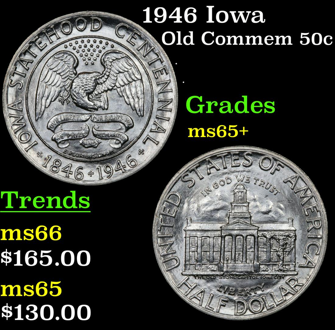 1946 Iowa Old Commem Half Dollar 50c Grades GEM+ Unc (1 of 3)