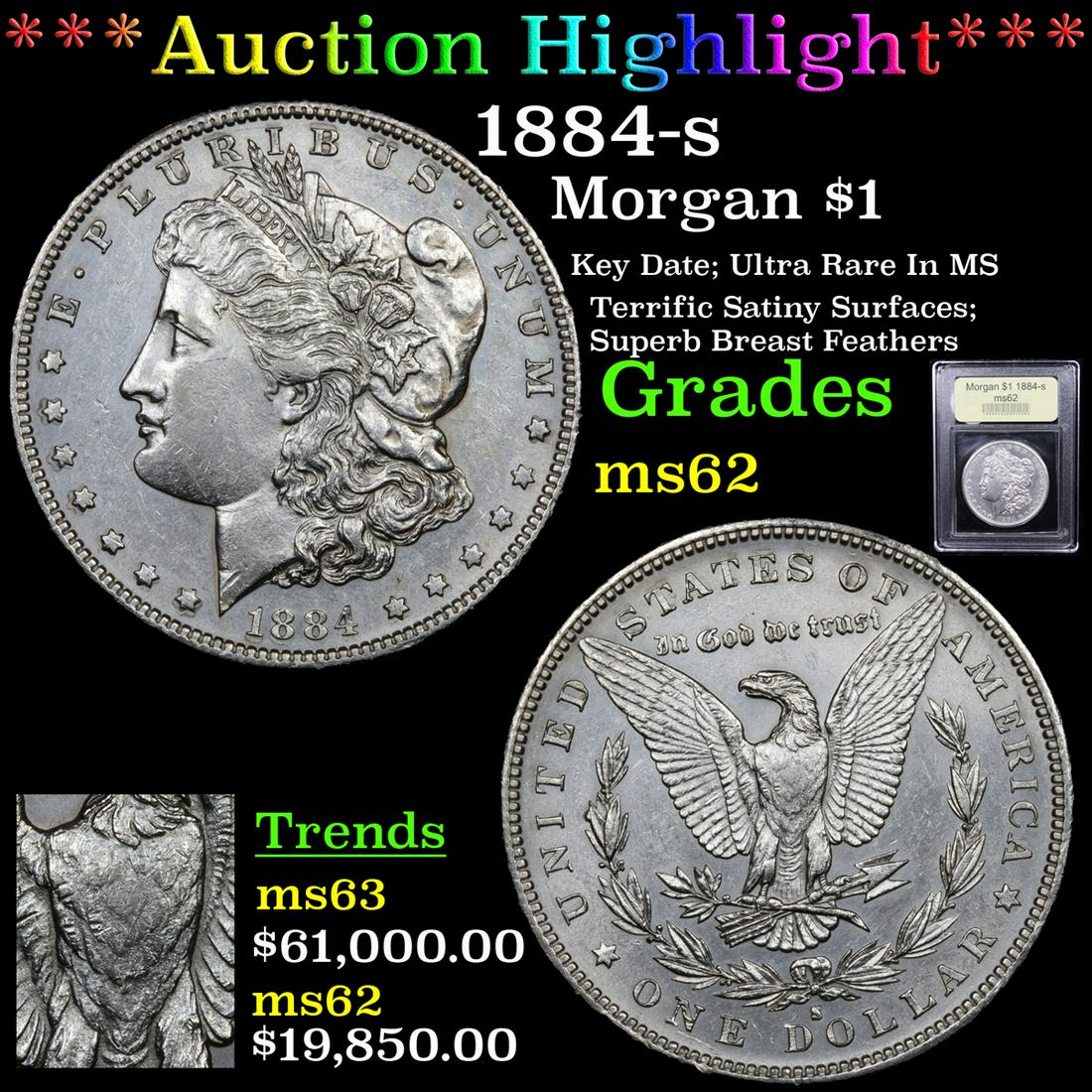 ***Auction Highlight*** 1884-s Morgan Dollar $1 Graded (1 of 6)