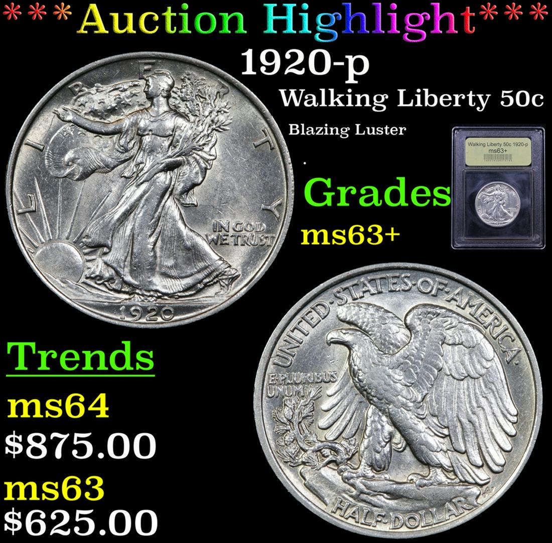 ***Auction Highlight*** 1920-p Walking Liberty Half (1 of 5)