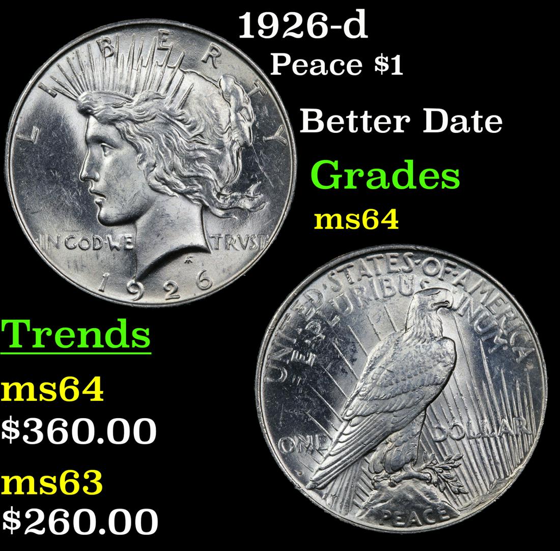 1926-d Peace Dollar $1 Grades Choice Unc (1 of 3)