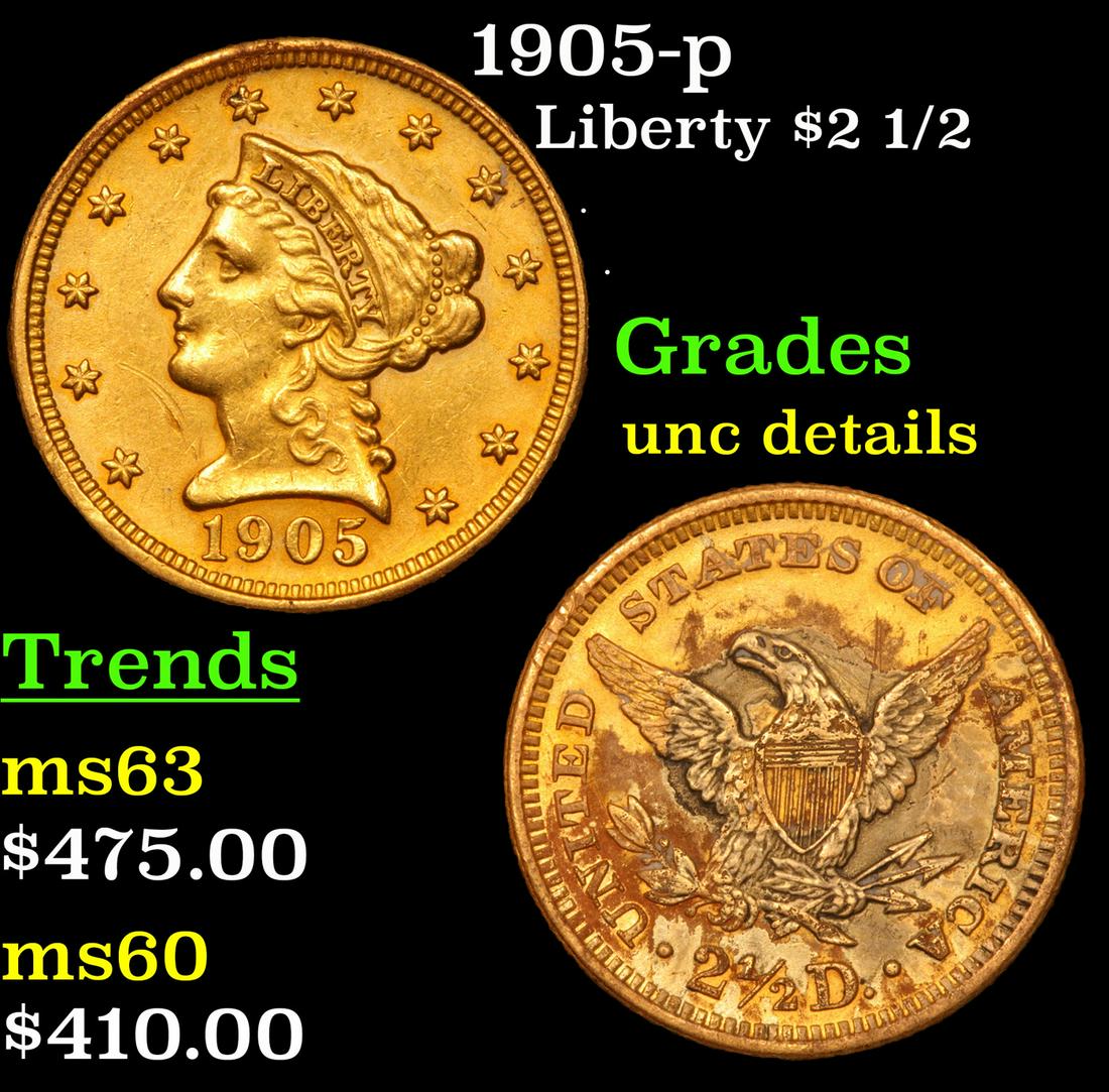 1905-p Liberty $2 1/2 Grades Unc Details (1 of 3)