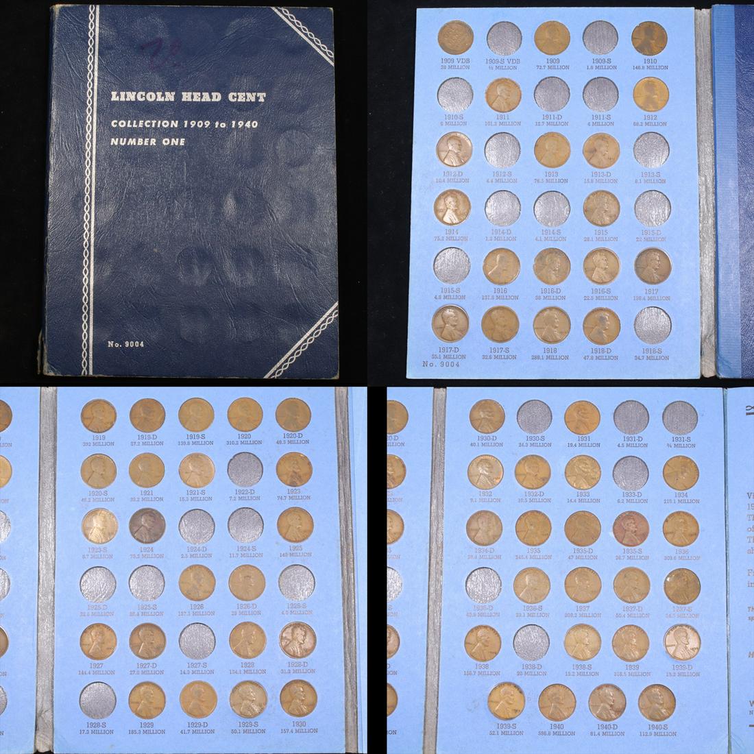 Partial Lincoln Cent Book 1909-1940 63 Coins Grades (1 of 5)