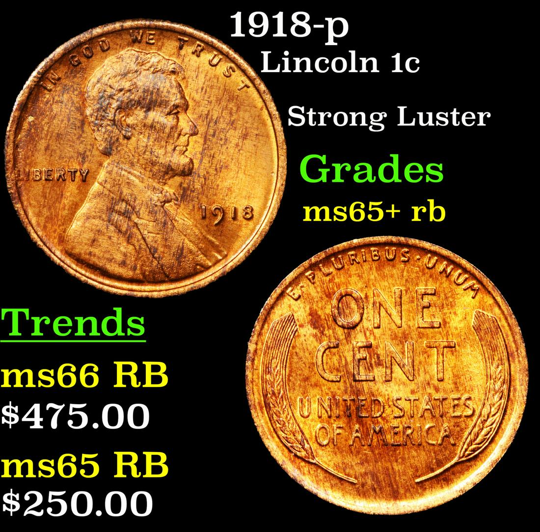 1918-p Lincoln 1c Grades Gem+ Unc RB (1 of 3)