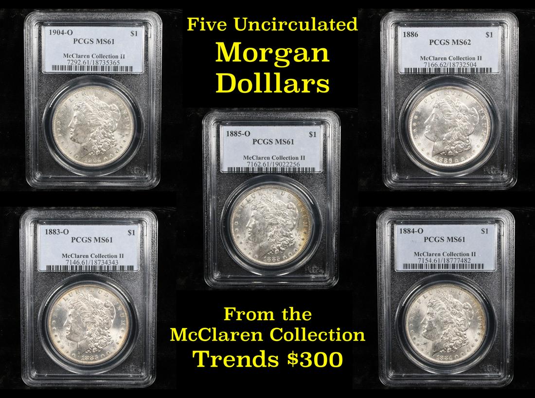 5 Unc Morgan $1 Graded By PCGS Mixed Dates From The (1 of 11)