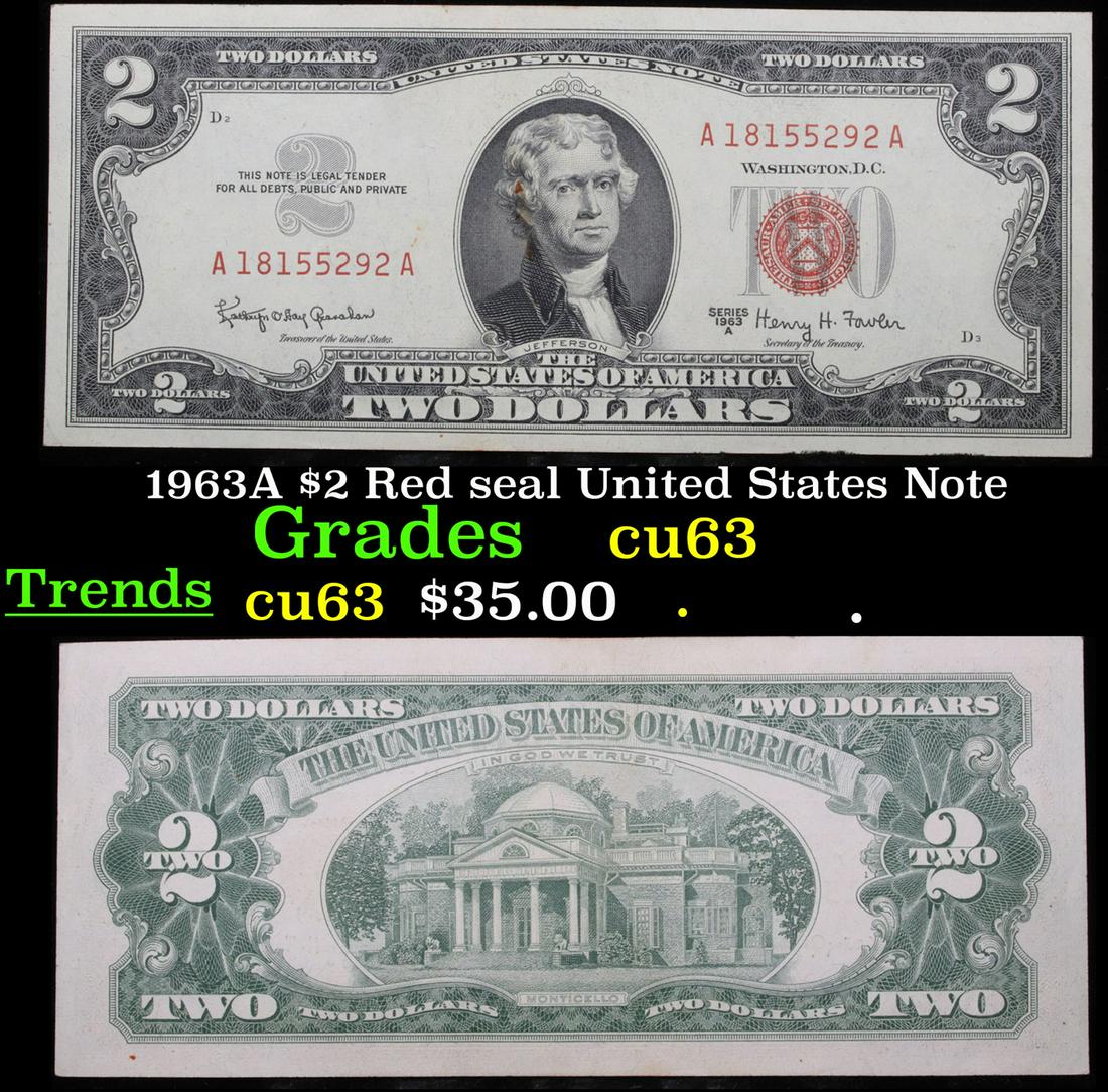 1963A $2 Red seal United States Note Grades Select CU (1 of 3)