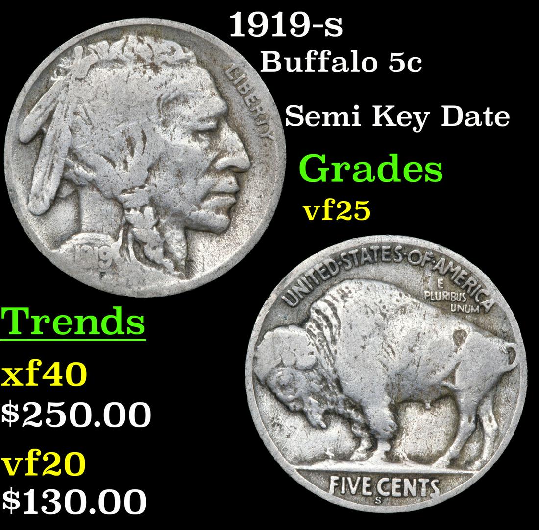 1919-s Buffalo 5c Grades vf+ (1 of 3)