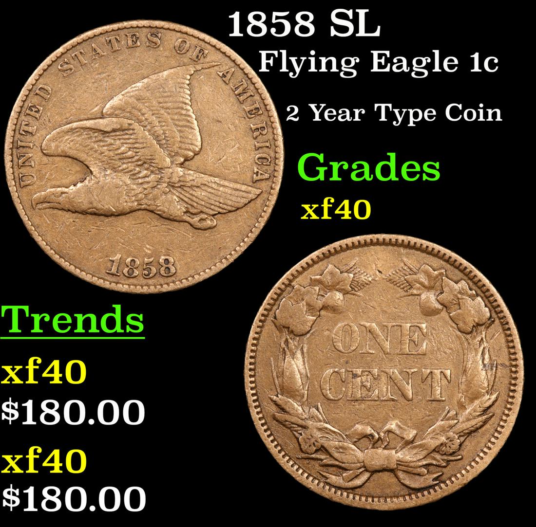 1858 SL Flying Eagle 1c Grades xf (1 of 3)