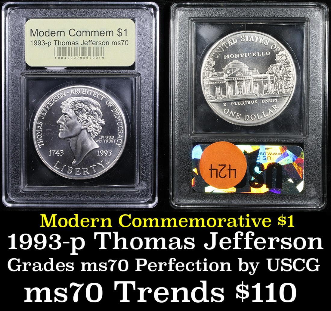 1993-p Jefferson Modern Commem Dollar $1 Graded ms70, (1 of 3)