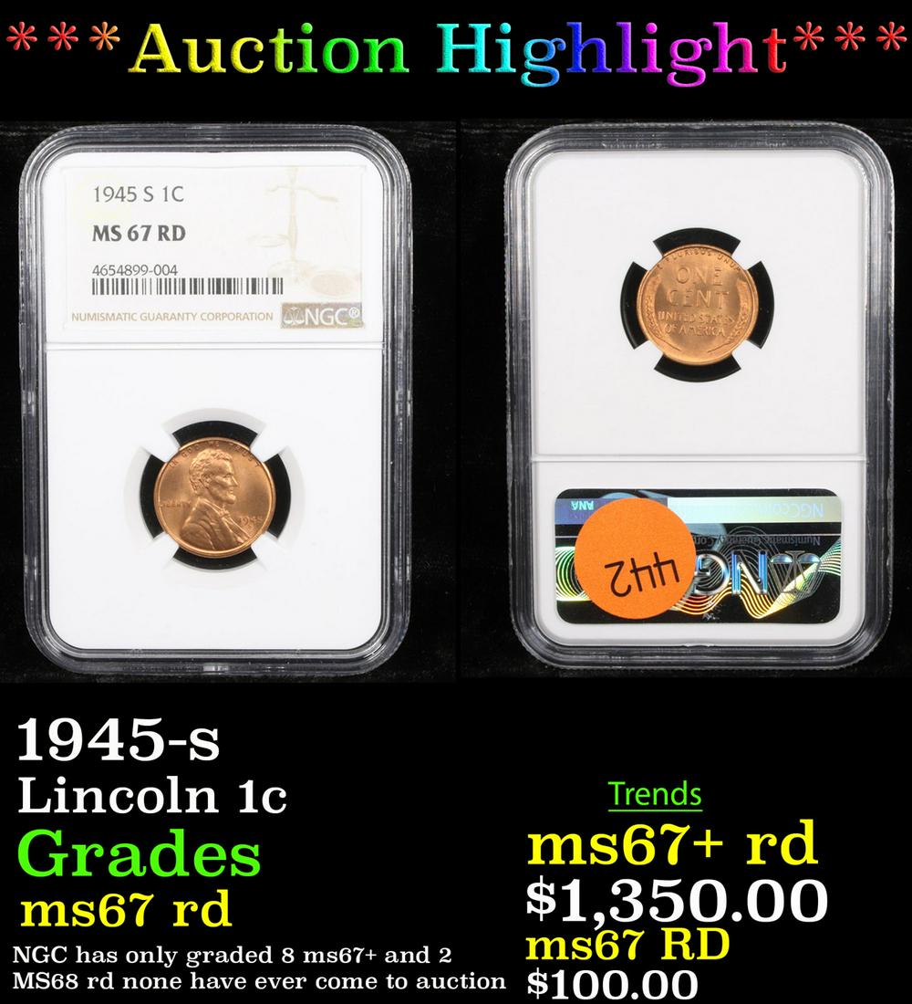 *Highlight* 1945-s Lincoln 1c Graded ms67 rd (1 of 3)