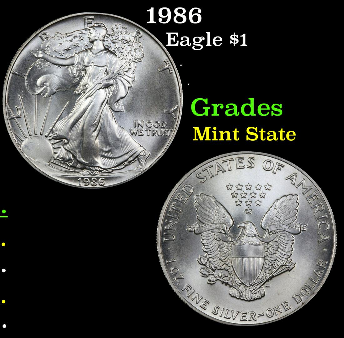 1986 Eagle $1 Grades Mint State (1 of 3)