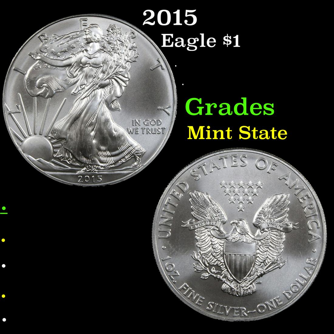 2015 Silver Eagle Dollar $1 Grades Mint State (1 of 3)