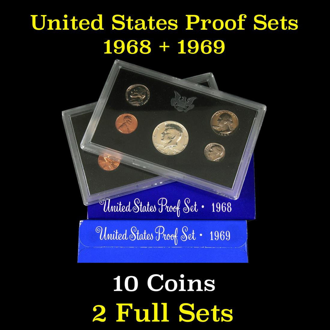 1968 & 1969 United States Proof Set 10 coins Grades (1 of 3)